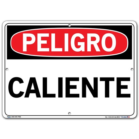 Vestil Aluminum Sign, 10-1/2" Height, 14-1/2" Width, Aluminum, Rectangle, Spanish SI-D-33-C-AL-080-S